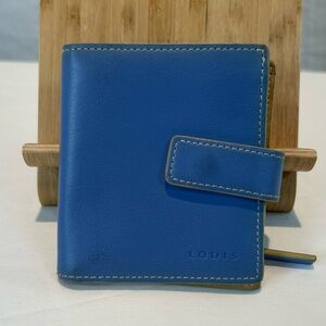 Lodis Blue Leather Audrey Petite Bifold Wallet